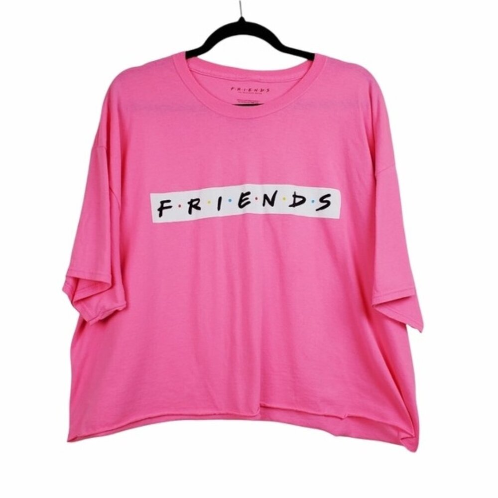 Friends Womens Short Sleeve Neon Pink Short Cropped T-Shirt Size 2X